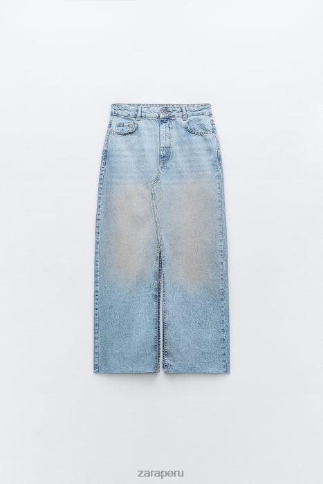 Zara mujer z1975 falda de mezclilla con aberturas lavadas BDP8J632 ropa rosa