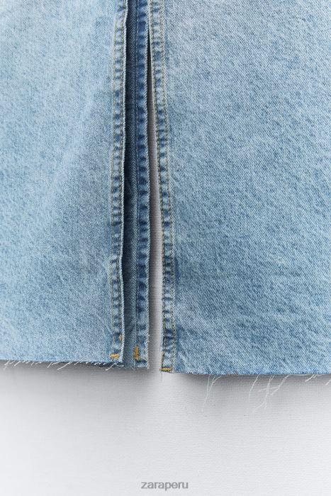 Zara mujer z1975 falda de mezclilla con aberturas lavadas BDP8J632 ropa rosa