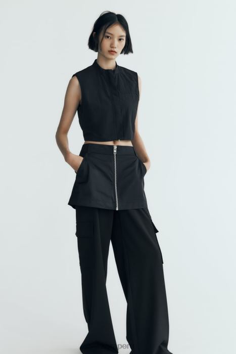 Zara mujer falda pantalón de nailon BDP8J495 ropa negro