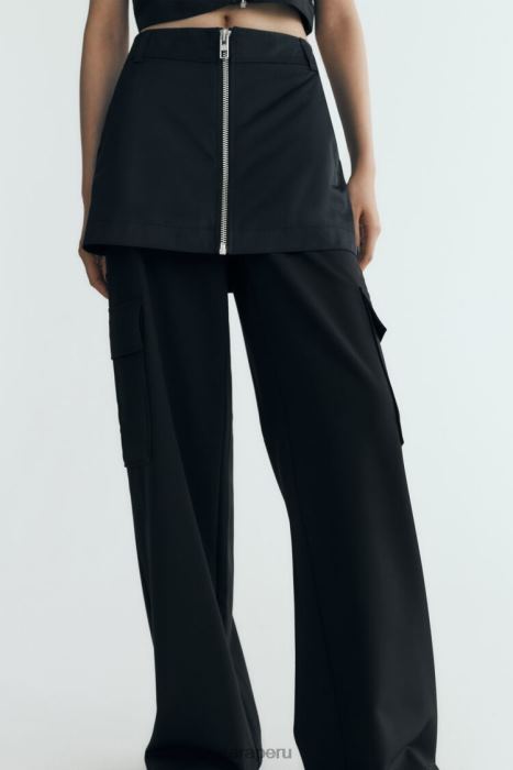Zara mujer falda pantalón de nailon BDP8J495 ropa negro