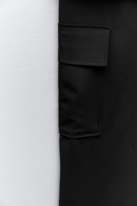 Zara mujer falda pantalón de nailon BDP8J495 ropa negro