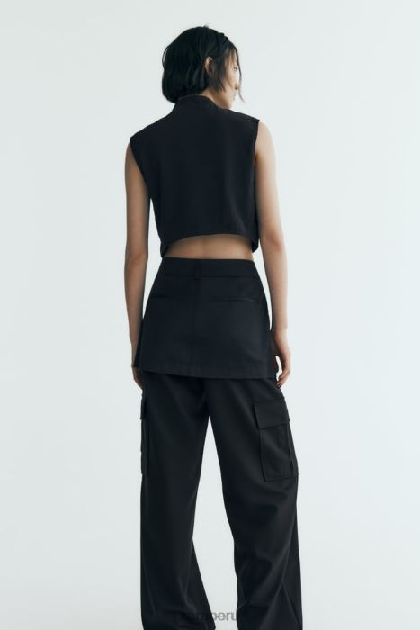 Zara mujer falda pantalón de nailon BDP8J495 ropa negro
