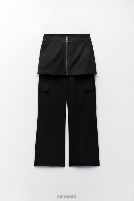 Zara mujer falda pantalón de nailon BDP8J495 ropa negro