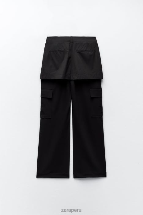 Zara mujer falda pantalón de nailon BDP8J495 ropa negro