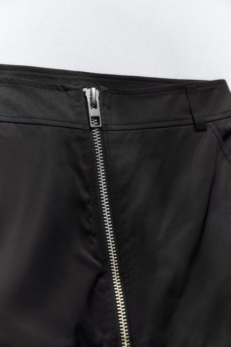 Zara mujer falda pantalón de nailon BDP8J495 ropa negro