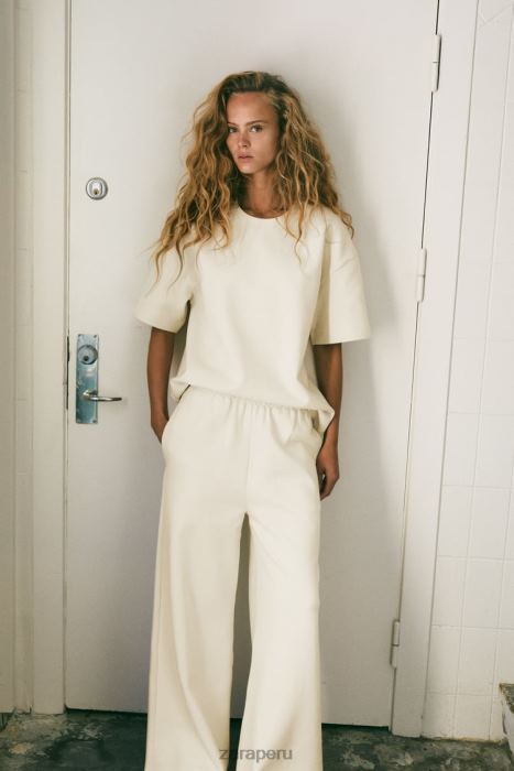 Zara mujer pantalones anchos de felpa BDP8J488 ropa crudo