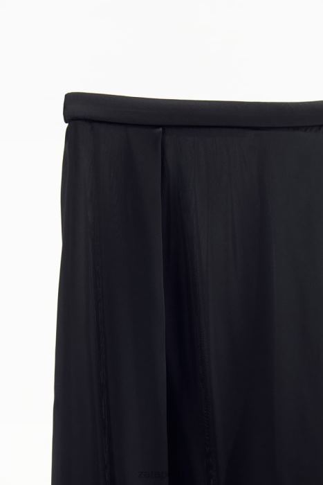 Zara mujer pantalones anchos de satén BDP8J834 ropa negro