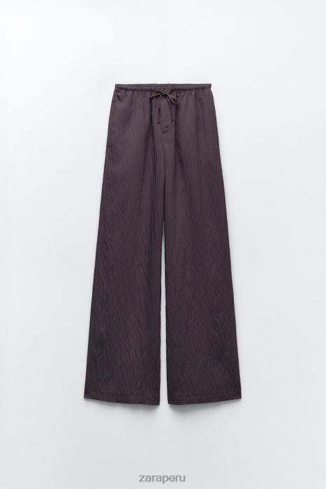 Zara mujer pantalones anchos minimalistas de rayas de la colección zw BDP8J496 ropa marrón/azul