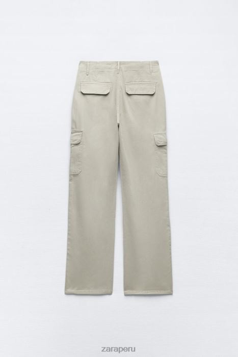 Zara mujer pantalones cargo trf de talle alto y pernera recta BDP8J502 ropa gris