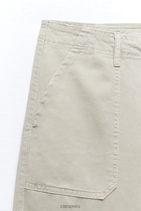 Zara mujer pantalones cargo trf de talle alto y pernera recta BDP8J502 ropa gris