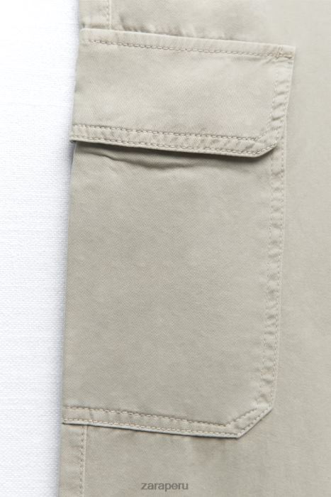 Zara mujer pantalones cargo trf de talle alto y pernera recta BDP8J502 ropa gris