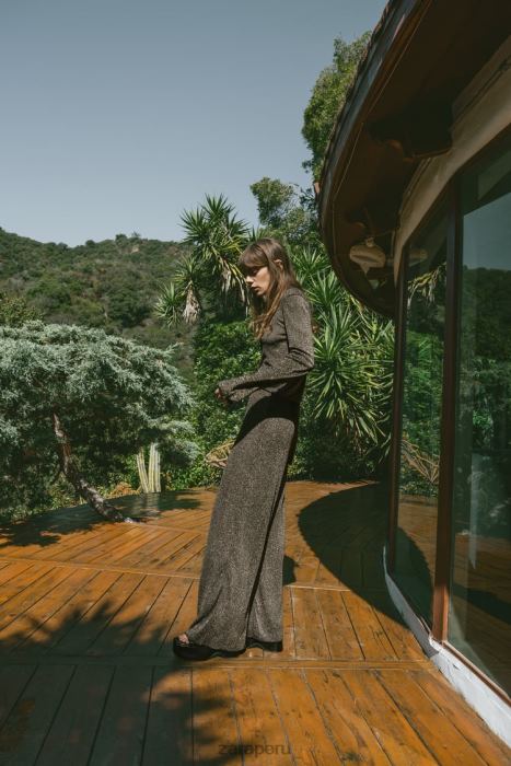 Zara mujer pantalones con hilo metalico BDP8J490 ropa oro