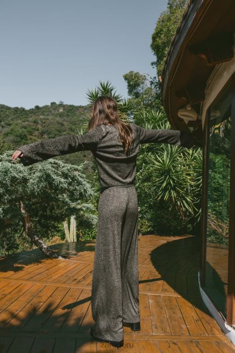 Zara mujer pantalones con hilo metalico BDP8J490 ropa oro