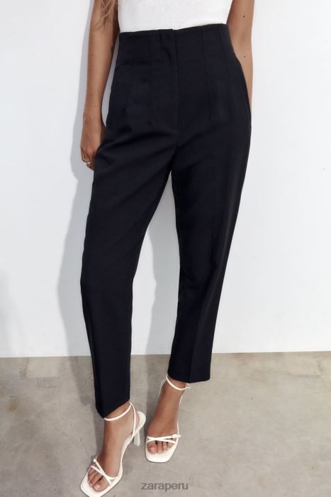 Zara mujer pantalones de cintura alta BDP8J500 ropa negro