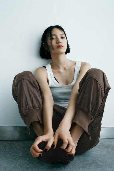 Zara mujer pantalones deportivos con efecto satinado BDP8J494 ropa caqui