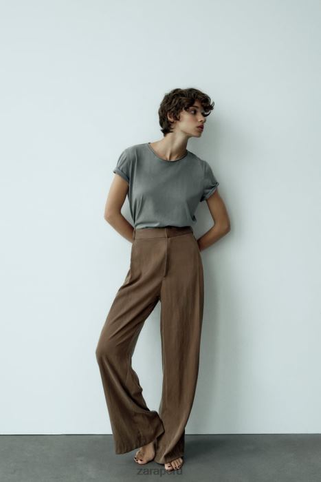 Zara mujer pantalones largos BDP8J873 ropa marrón/topo