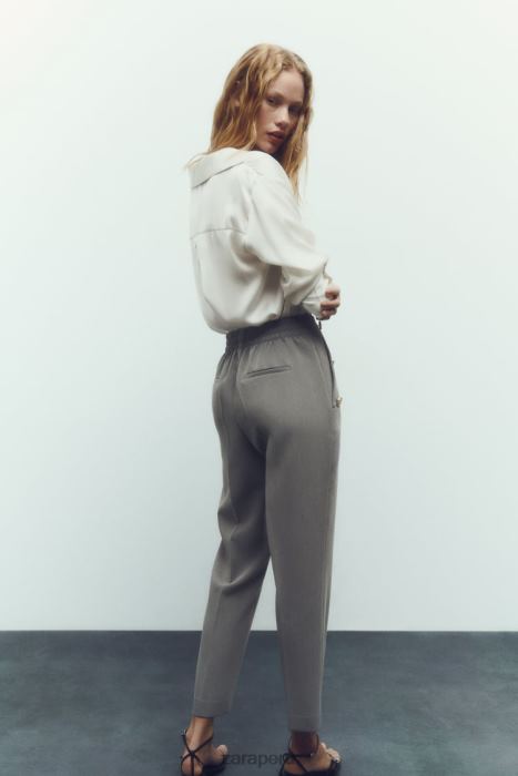 Zara mujer pantalones rectos con botones BDP8J879 ropa marga gris
