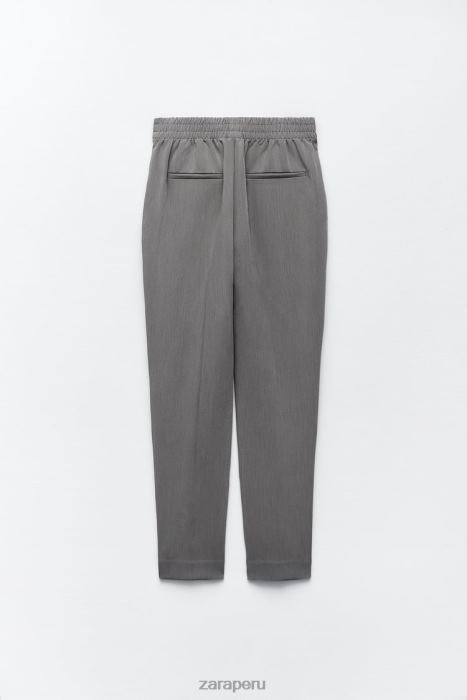 Zara mujer pantalones rectos con botones BDP8J879 ropa marga gris