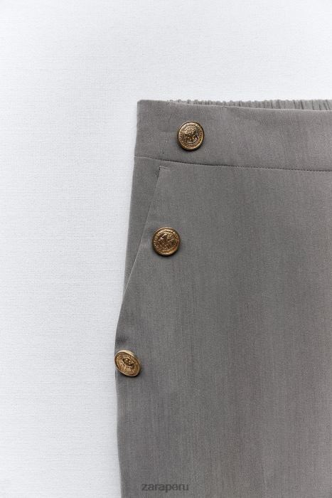 Zara mujer pantalones rectos con botones BDP8J879 ropa marga gris