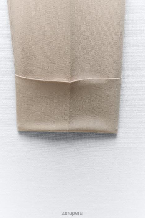 Zara mujer pantalones rectos con puños vueltos BDP8J487 ropa marrón topo