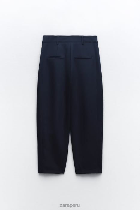 Zara mujer pantalones tapered con pliegues BDP8J492 ropa Azul marino