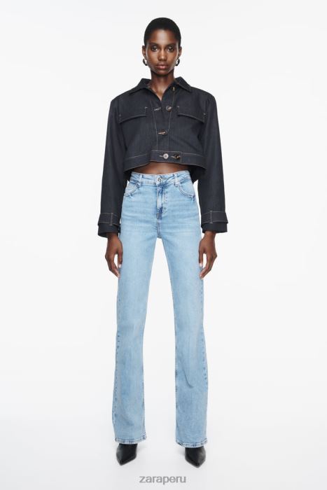 Zara mujer jeans acampanados de talle alto z1975 BDP8J869 ropa azul claro
