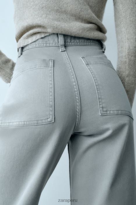 Zara mujer jeans acampanados zw the dreed BDP8J516 ropa gris