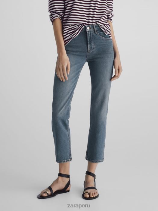 Zara mujer jeans capri slim con cintura media BDP8J849 ropa aguamarina