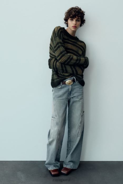 Zara mujer jeans cargo trf de tiro medio BDP8J505 ropa azul