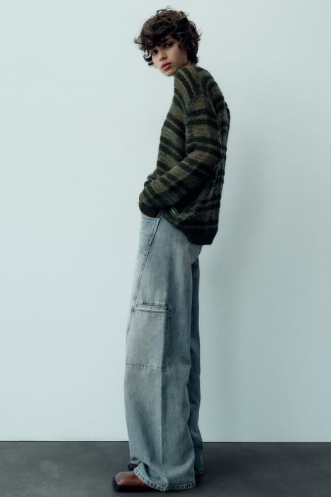 Zara mujer jeans cargo trf de tiro medio BDP8J505 ropa azul