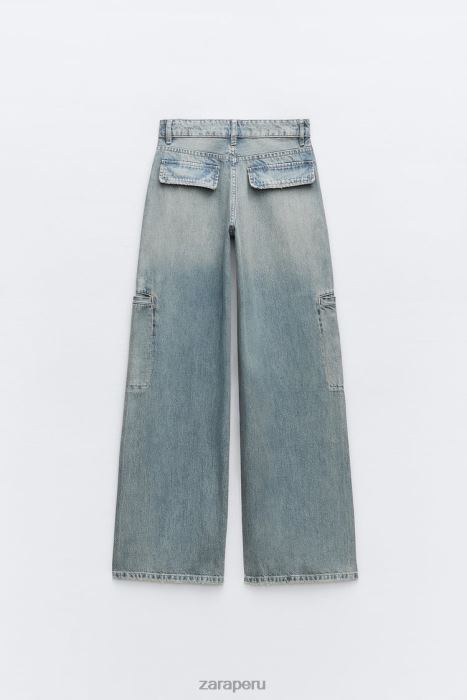 Zara mujer jeans cargo trf de tiro medio BDP8J505 ropa azul