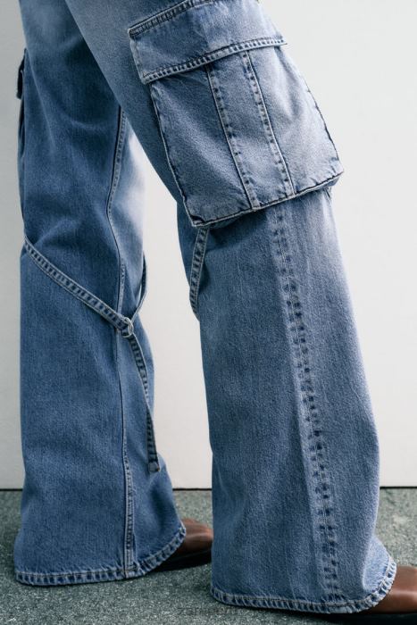 Zara mujer jeans cargo trf de tiro medio BDP8J511 ropa azul