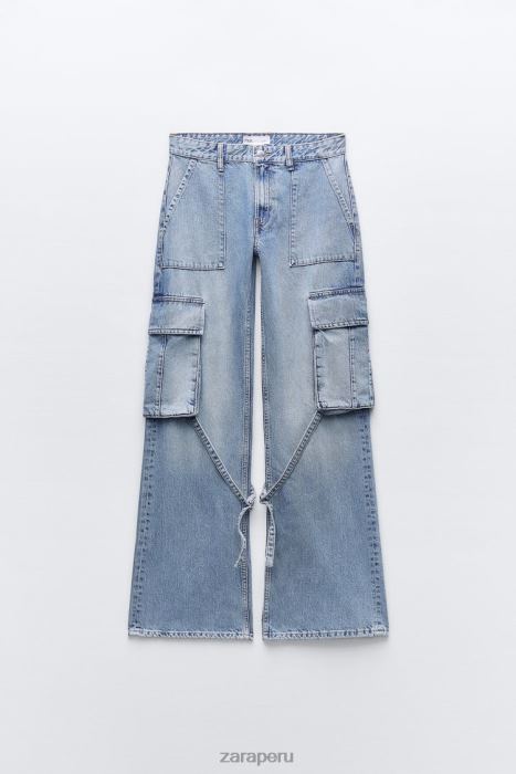 Zara mujer jeans cargo trf de tiro medio BDP8J511 ropa azul
