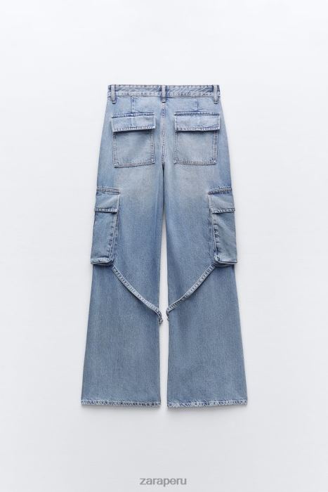 Zara mujer jeans cargo trf de tiro medio BDP8J511 ropa azul