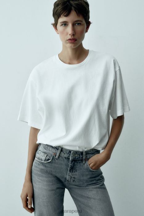 Zara mujer jeans de pernera ancha y talle medio trf de longitud completa BDP8J867 ropa azul