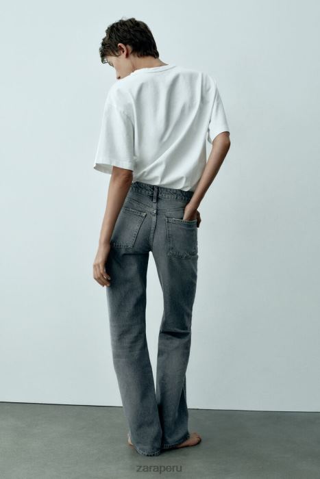 Zara mujer jeans de pernera ancha y talle medio trf de longitud completa BDP8J867 ropa azul