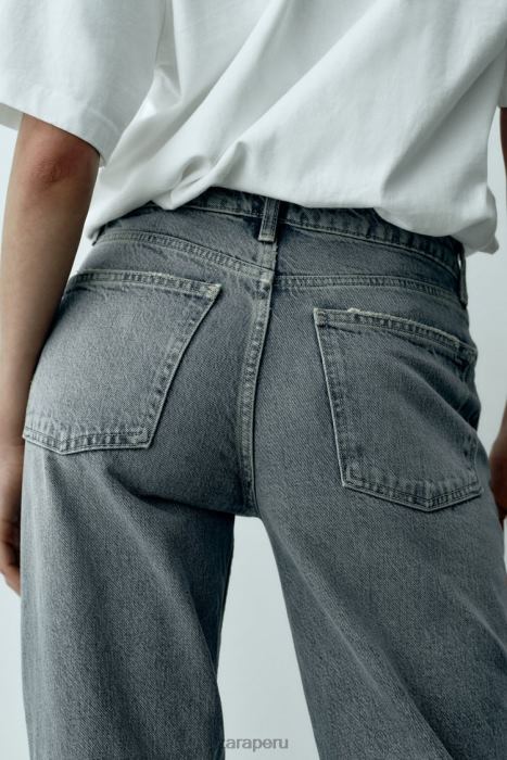 Zara mujer jeans de pernera ancha y talle medio trf de longitud completa BDP8J867 ropa azul