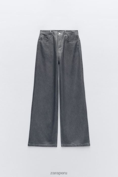 Zara mujer jeans metalizados de talle alto y corte recto z1975 BDP8J509 ropa gris