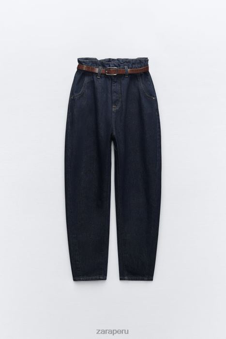 Zara mujer jeans paperbag de talle alto y cinturón z1975 BDP8J506 ropa azul