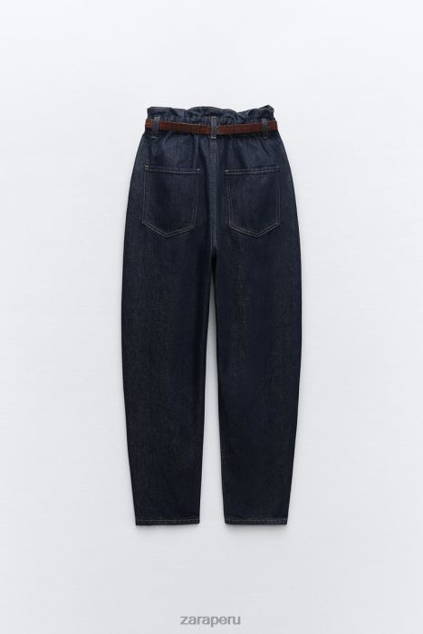 Zara mujer jeans paperbag de talle alto y cinturón z1975 BDP8J506 ropa azul