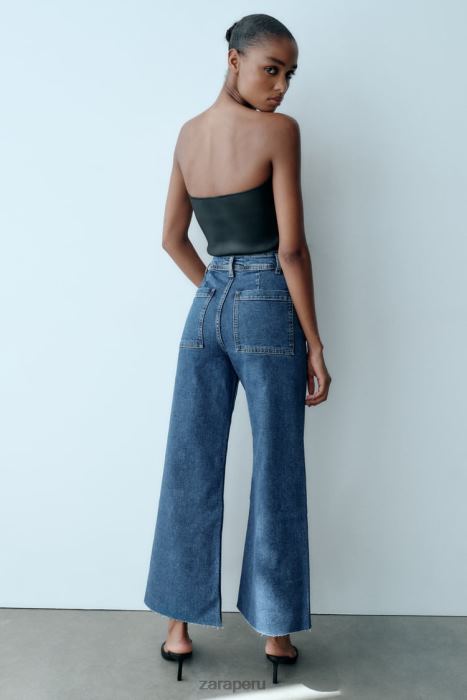 Zara mujer jeans rectos zw marine de talle alto BDP8J512 ropa azul