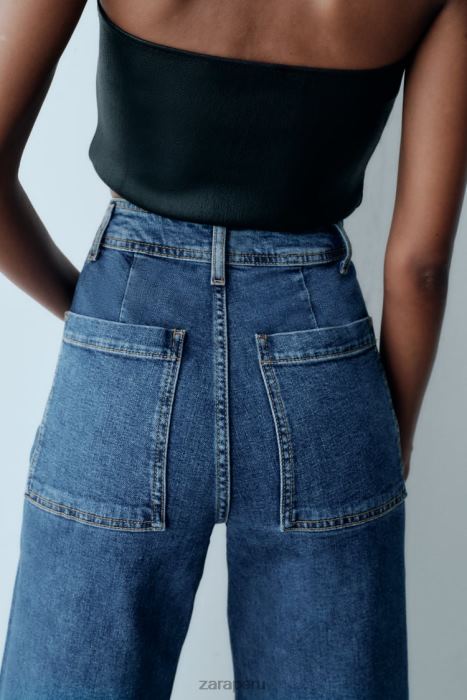 Zara mujer jeans rectos zw marine de talle alto BDP8J512 ropa azul