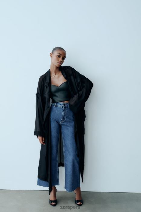 Zara mujer jeans rectos zw marine de talle alto BDP8J512 ropa azul