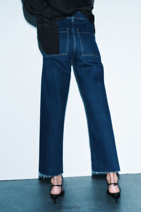 Zara mujer jeans rectos zw marine de talle alto BDP8J518 ropa azul