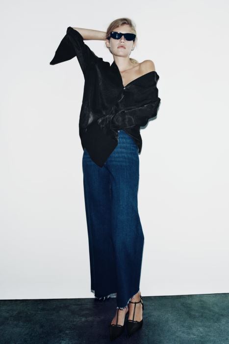 Zara mujer jeans rectos zw marine de talle alto BDP8J518 ropa azul