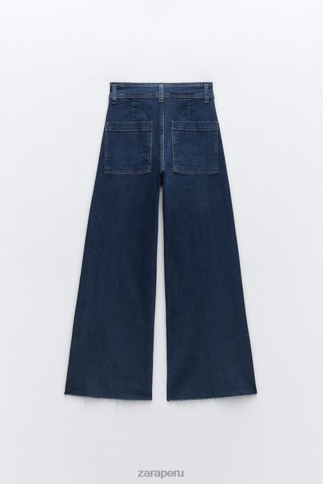 Zara mujer jeans rectos zw marine de talle alto BDP8J518 ropa azul