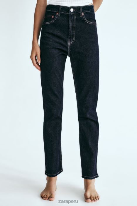 Zara mujer jeans tipo tubo de talle alto trf BDP8J524 ropa índigo oscuro