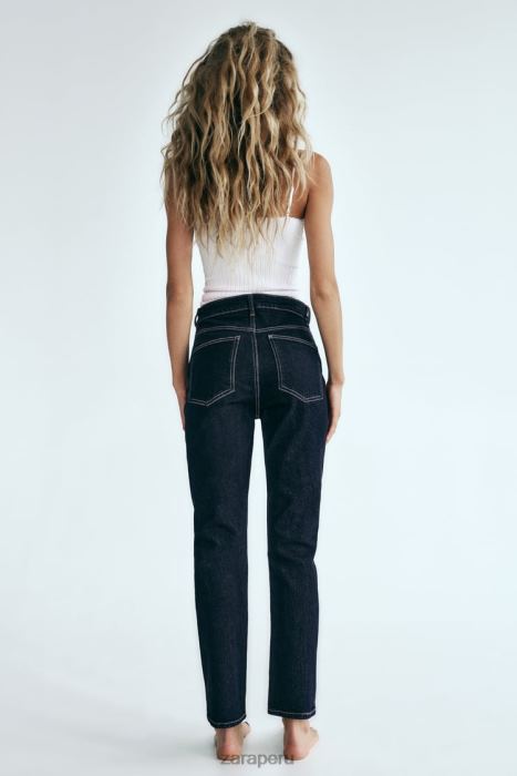 Zara mujer jeans tipo tubo de talle alto trf BDP8J524 ropa índigo oscuro