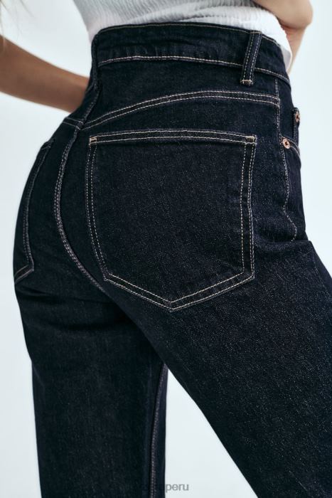 Zara mujer jeans tipo tubo de talle alto trf BDP8J524 ropa índigo oscuro