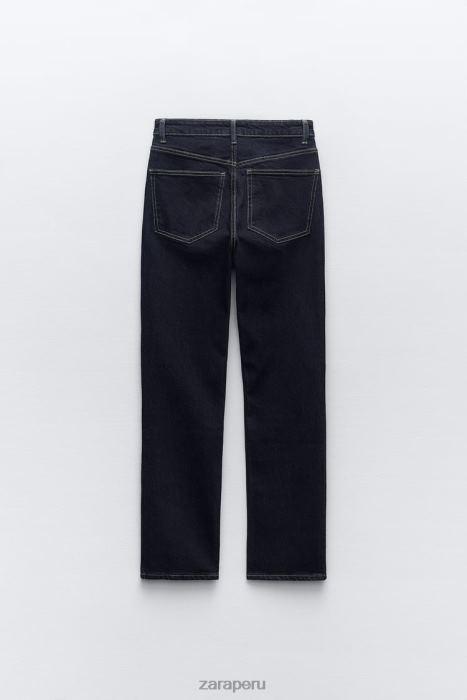 Zara mujer jeans tipo tubo de talle alto trf BDP8J524 ropa índigo oscuro